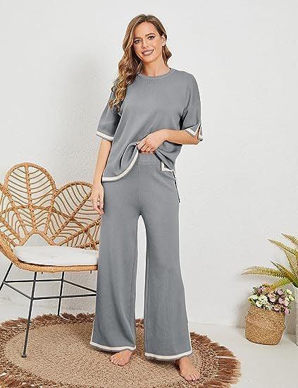 Knitted Sweater Wide Leg Pants Set - runwayfashionista.com