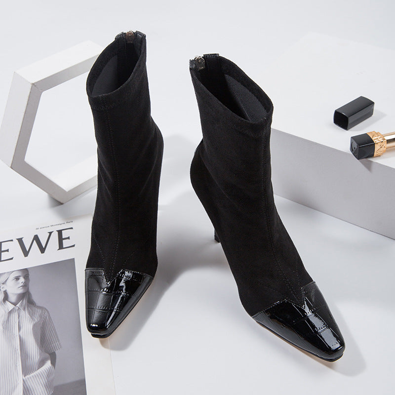 Sharp Edge: Pointy Toe Thin Heel Black Boots