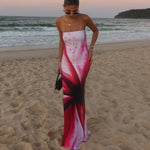 Daring Strapless Maxi Dress with Waist Bag