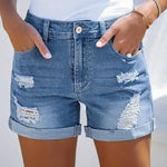 Straight-Leg Casual Denim Shorts