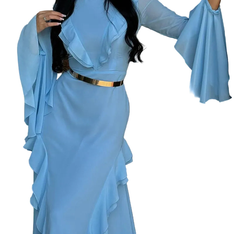 Ruffle Bell Sleeve Maxi Dress