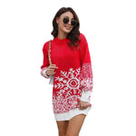 Christmas Snowflake Knit Mini Dress - red
