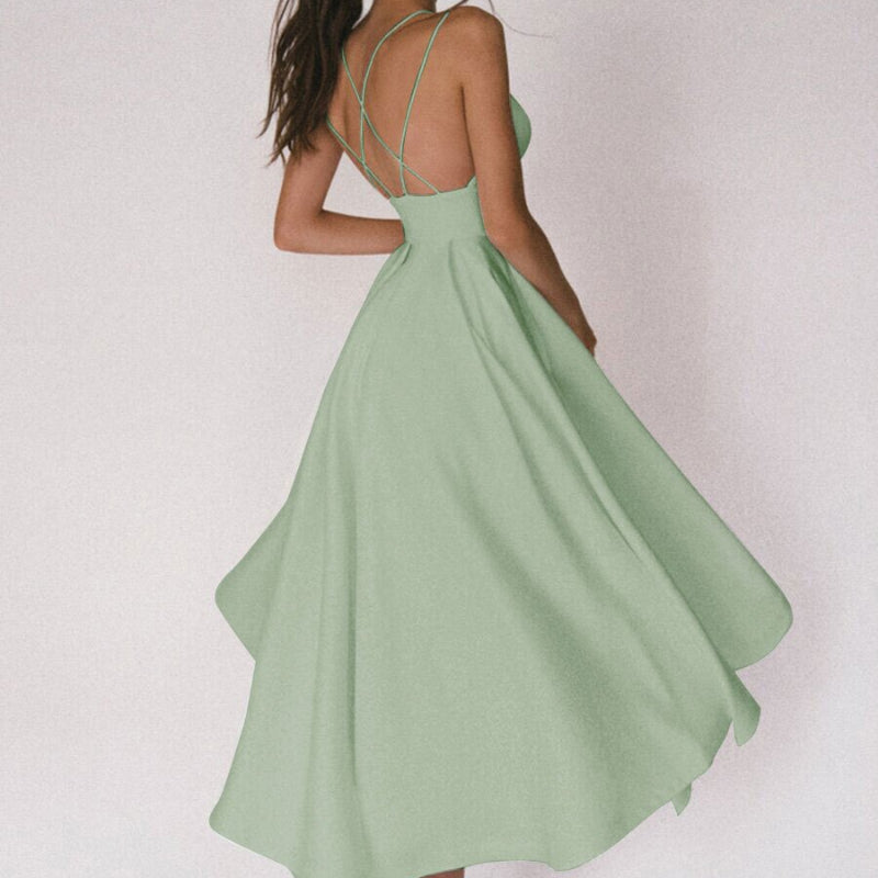 Sexy V-neck Suspender Midi Dress