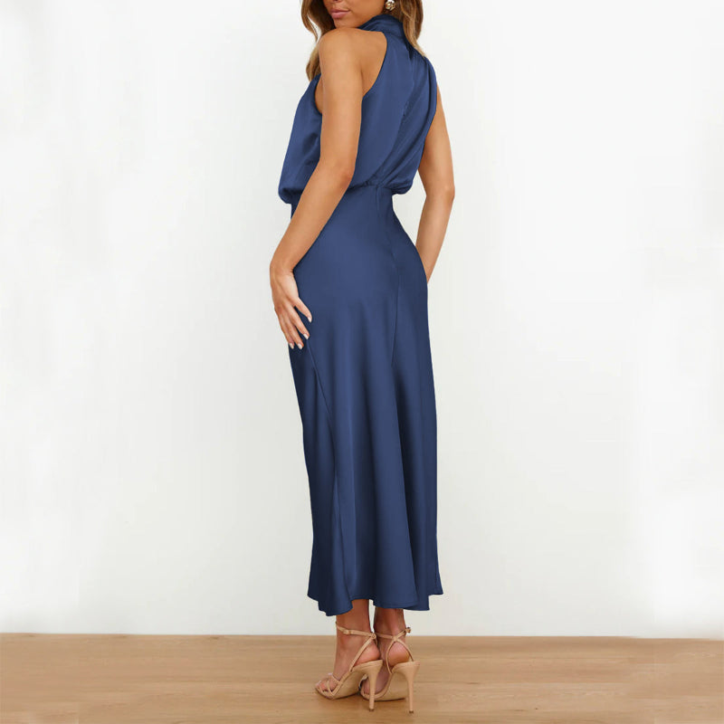 Sleek Sleeveless Summer Midi Dress - blue