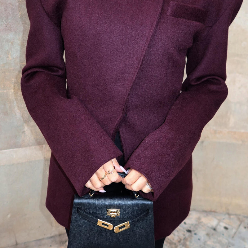 Burgundy Cross Placket Blazer