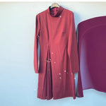 Elegant Patchwork Pleated Long-Sleeved Dress