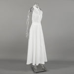 White Cotton Sleeveless Halter Maxi Dress
