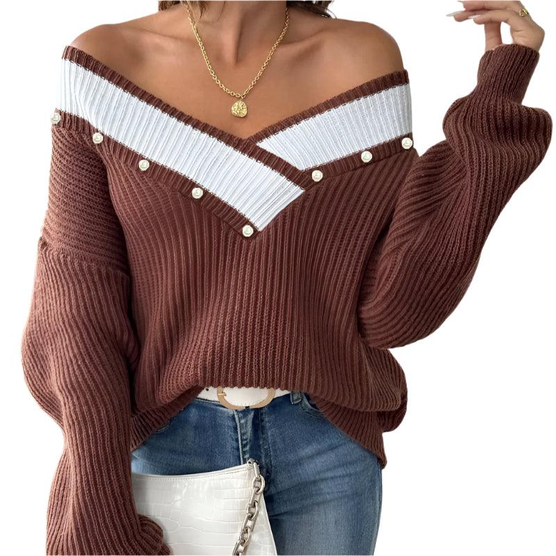 V-neck loose sweater