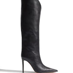Pointed Toe Silk Satin Knee Thigh Boots