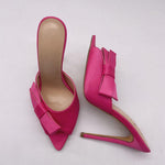 Pointed bow thin high heels