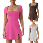 Elegant U-Neck A-Line Midi Dress