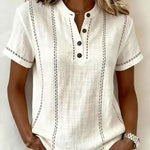 Striped Short-Sleeve Shirts - white