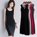Basic Sleeveless Midi Dress - black