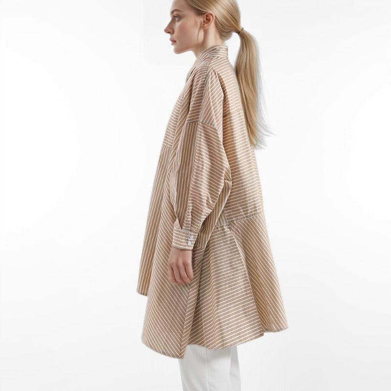 Loose Silhouette Long Striped Shirt
