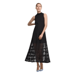 High Neck Retro Laced Flared Dress