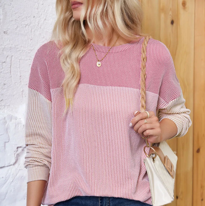 Round Neck Long Sleeve Sweatshirt - Runwayfashionista.com