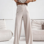 2 Piece Casual Set Short Sleeve T-Shirt Vest Loose Wide Leg Pants - white