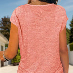 Full Size Half Zip Cap Sleeve T-Shirt -runwayfashionista.com