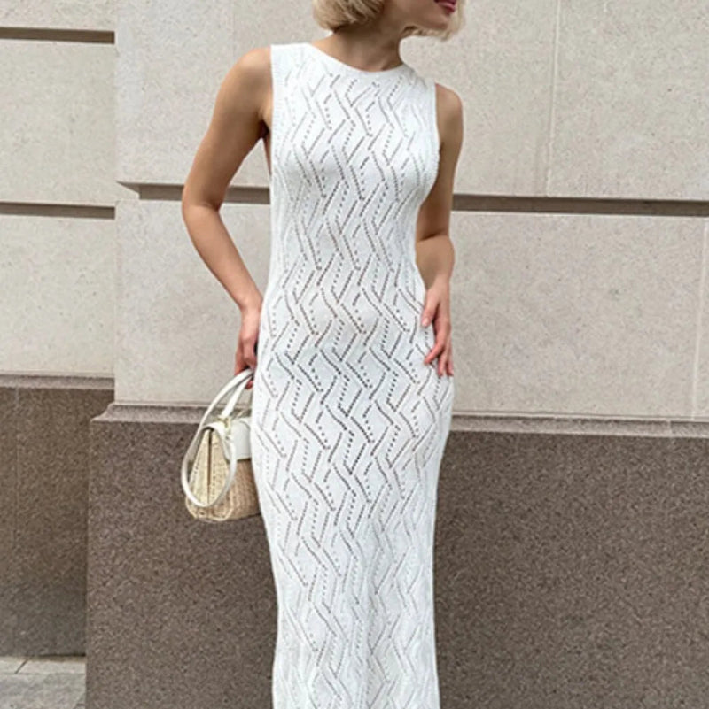 Openwork Sleeveless Maxi Dress