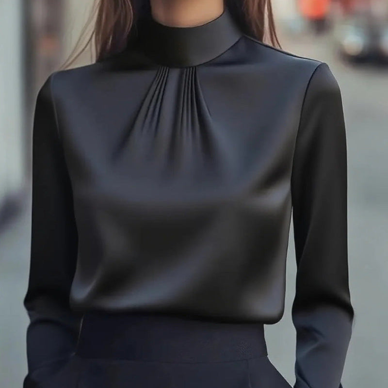 Elegant Pleated Long-Sleeve Shirt