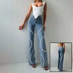 Loose Straight Leg Stone Denim Design Jeans