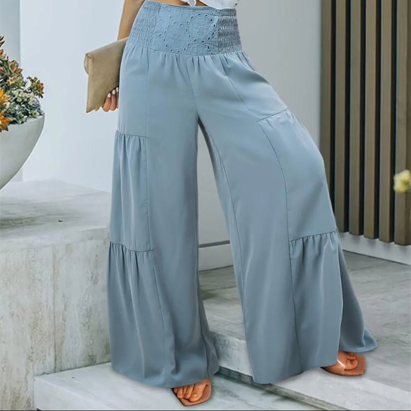 Smocked High Waist Pants -runwayfashionista.com