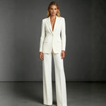 Slim Fit Blazer and Dress Pants Two Piece Office Suit - white