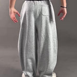 Light Grey Heavyweight Cotton Blend 3D Wide-Leg Sweatpants