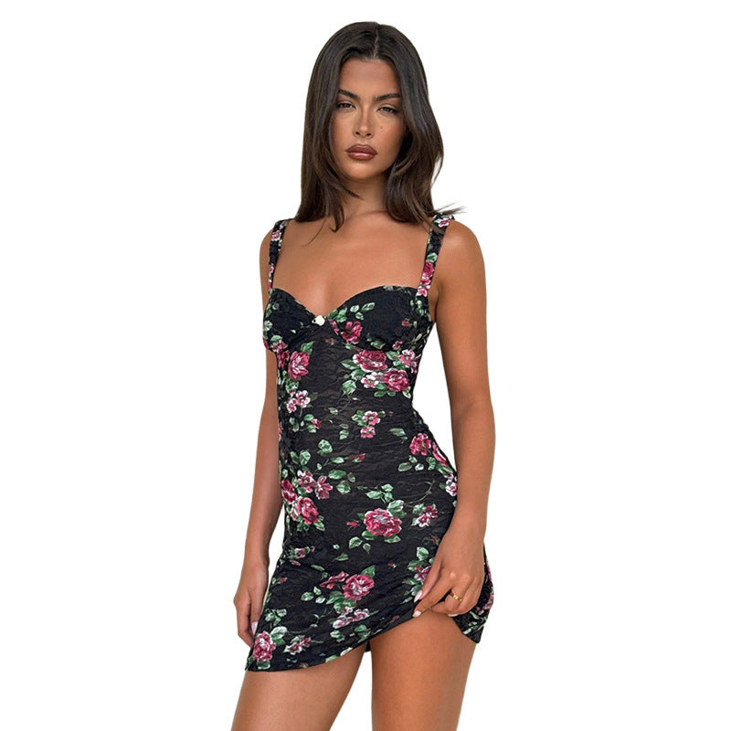 Lace Flower Hip Hugging Mini Dress
