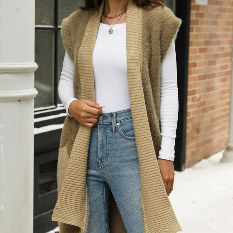 Pocketed Open Front Cap Sleeve Cardigan - runwayfashionista.com
