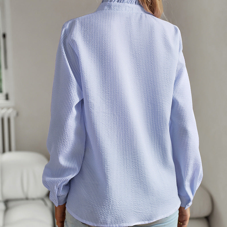 Striped Long Sleeve Shirt - blue