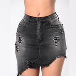 Ripped Tassel Package Hips Mini Skirts