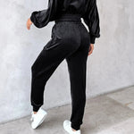 Long Sleeve Cropped Top and Pants Set - runwayfashionista.com
