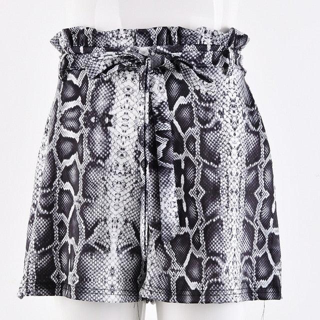 Plus Size Snake Print Shorts - runwayfashionista.com