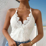 Halter Neck Lace Bodysuit - runwayfashionista.com
