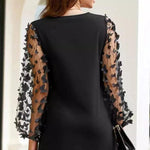 Round neck butterfly mesh long sleeve mini dress - runwayfashionista.com