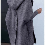 Oversized Bat Sleeve Hooded Cardigan- grey