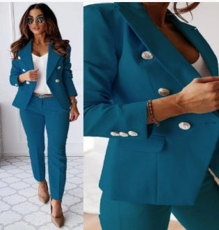 Chic Slim Lapel Double-Breasted Suit