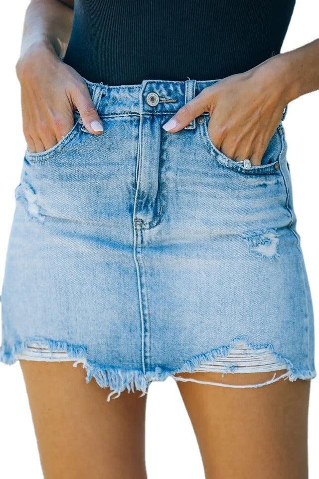 Ripped Raw Short Skirt - runwayfashionista.com