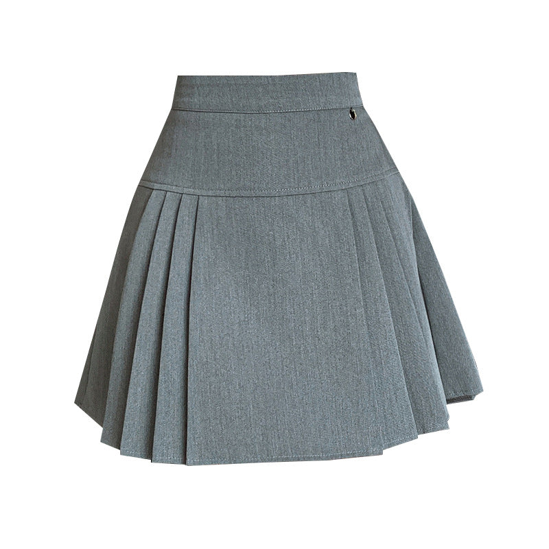 Grey Pleated Mini Skirt