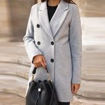 Winter Long Woolen Coats - light grey