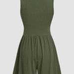 Pleats and Decorative Grooves Sleeveless Romper - rnwayfashionista.com