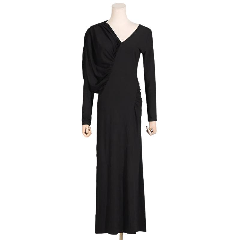 Asymmetric V-neck Design Dress