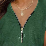 Full Size Half Zip Cap Sleeve T-Shirt -runwayfashionista.com