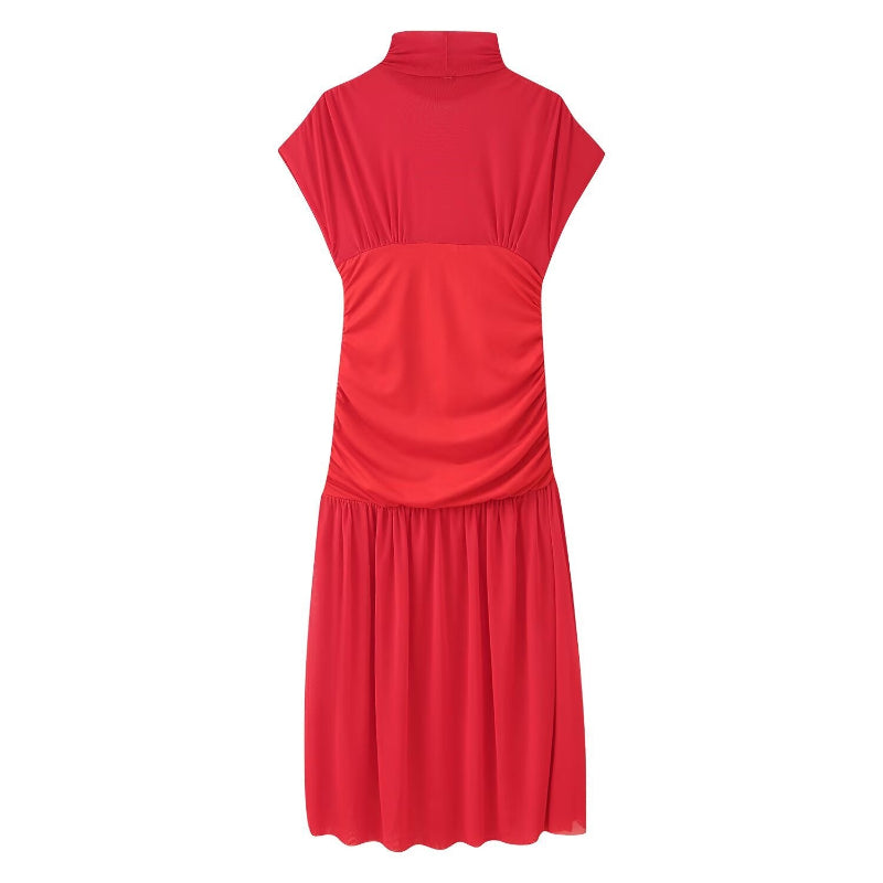 Chiffon Splicing Midi Dress