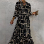 Elegant Long Sleeve Maxi Dress - Black