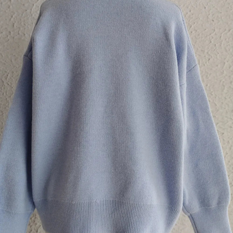 Flower Round Neck Long Sleeve Sweater - runwayfashioniista.com