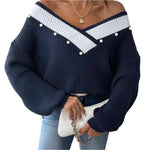 V-neck loose sweater -runwayfashionista.com