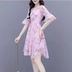 Flared Sleeve Floral Dress