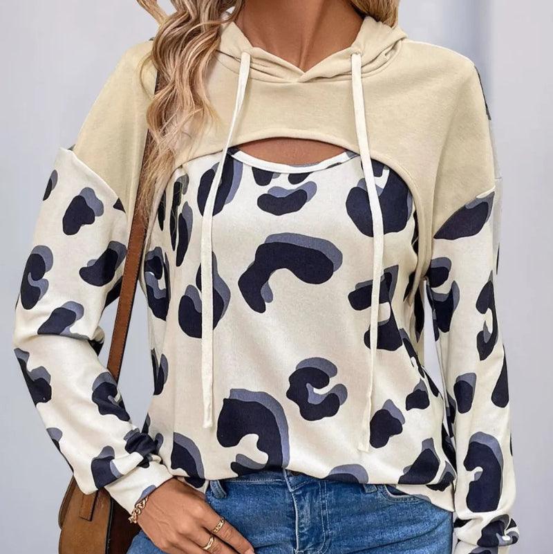 Drawstring faux layered long sleeve hoodie -runwayfashionista.com